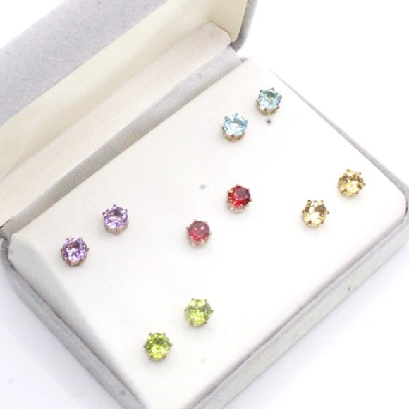 Sterling Silver Multi Color Gemstone Earrings - Picture 1 of 5